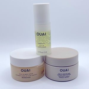 Ouai hair mask, scalp and body scrub, & hair oil bundle